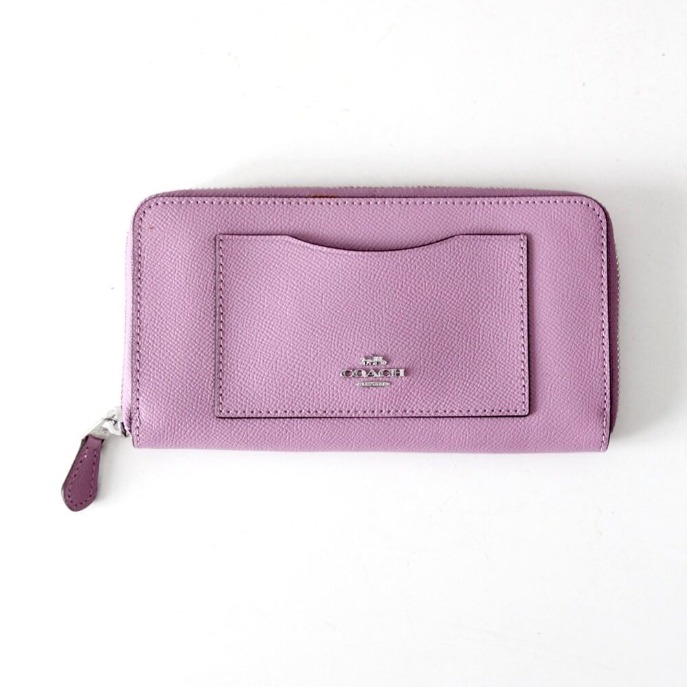 Coach violet orchid leather zip wallet
